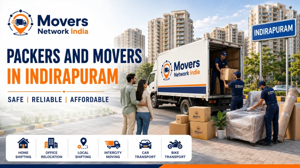 Packers and movers in Indirapuram loading household items into moving truck