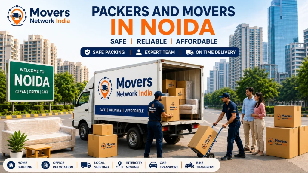 Packers and movers in Noida loading household items into moving truck